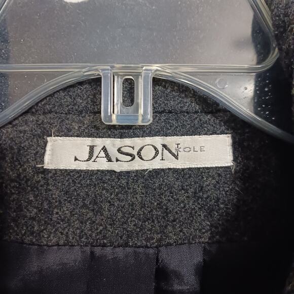 Vintage wool pea coat trench medium sz 8 dark charcoal gray double breasted - Picture 8 of 9